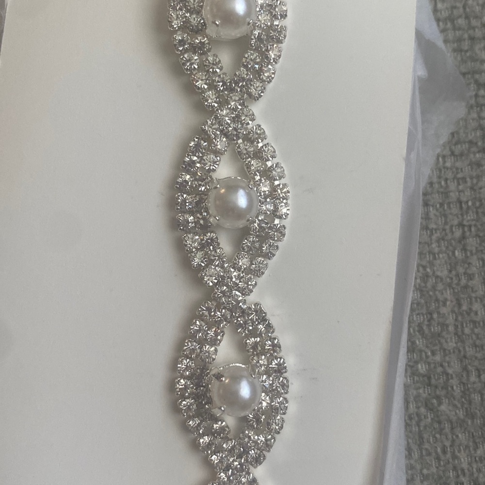 David Bridal Pearl Crystal Infinity Belt.